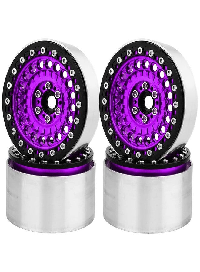 Pothyes Aluminum Circular Step Subsidence 2.2" Beadlock Wheel Rim for 1/10 SCX10 I II III Capra TRX4 VS4-10 Gen8 RC Crawler Upgrade (Purple) - Image 1